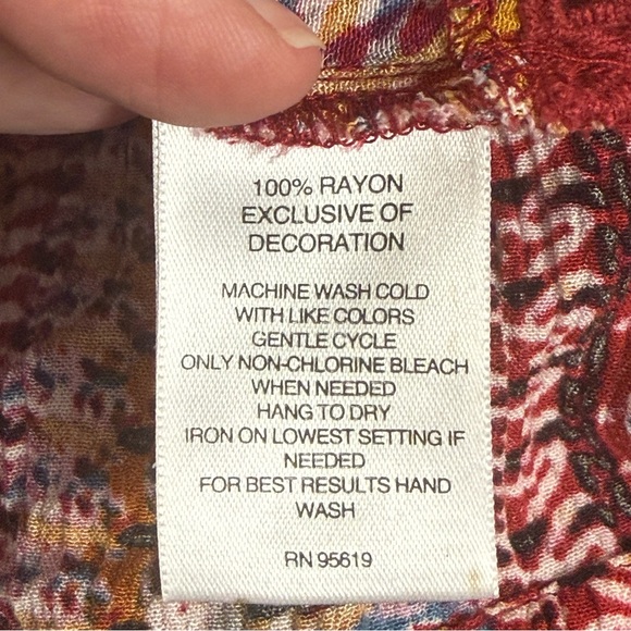 Hannah Boho Ruffle Peasant Blouse Multicolor Stripe Crochet Trim L - Picture 6 of 7